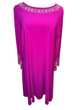 MSK Fuchsia Embellished Lined Evening Dress, Size XL, NWOT